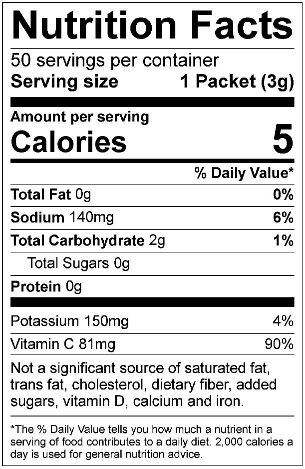 All Sport Zero – Drink Mix – Grape – 50ct Nutrition facts