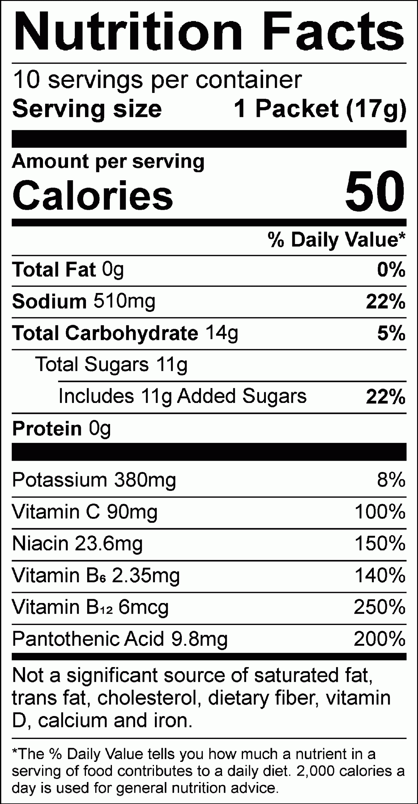 All Sport Elite – Drink Mix – Lemon Twist Nutrition facts