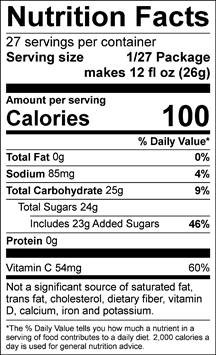 All Sport Body Quencher – Drink Mix – Lemon Lime – 2.5 gal Nutrition facts
