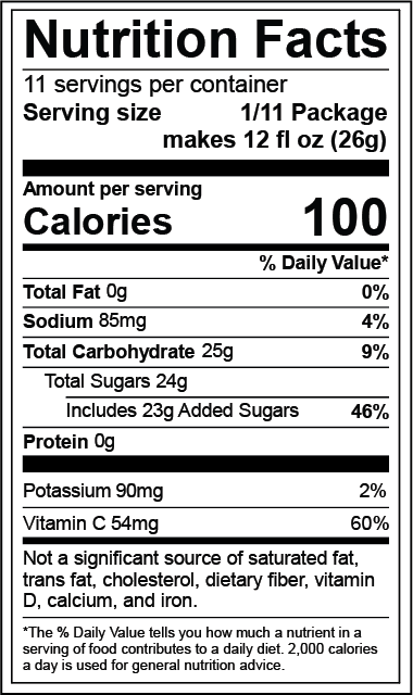 All Sport Body Quencher – Drink Mix – Variety Pack – 1 gal Nutrition facts