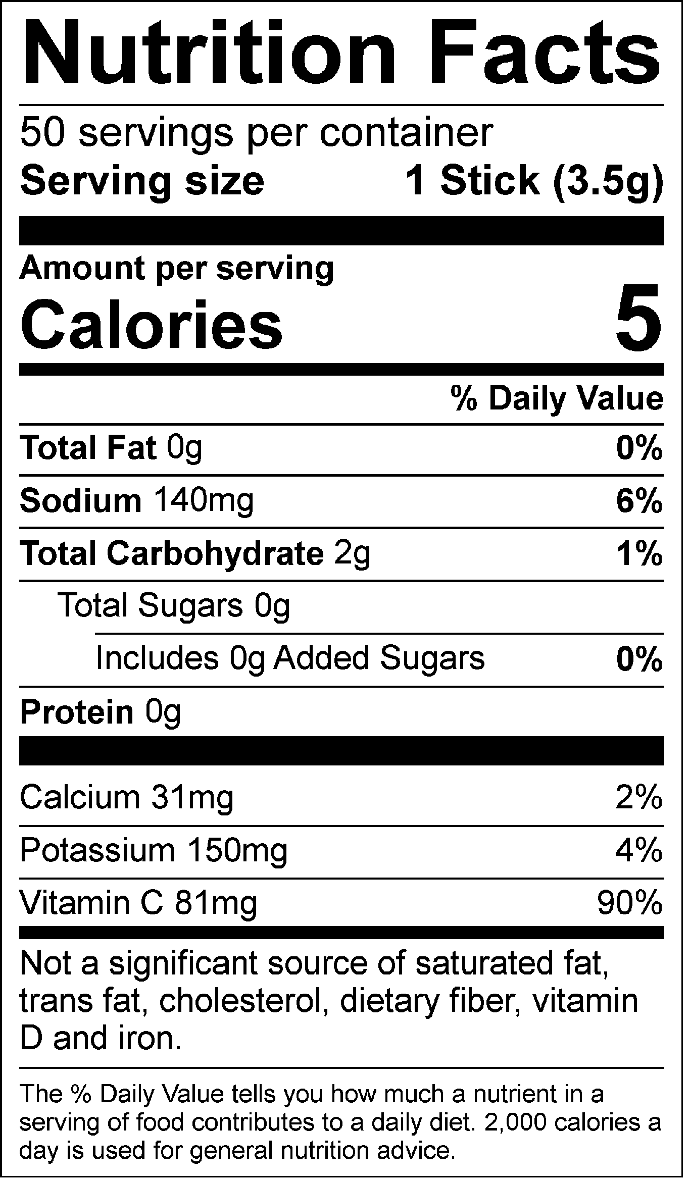 All Sport Zero – Drink Mix – Skittles – 50ct Nutrition facts